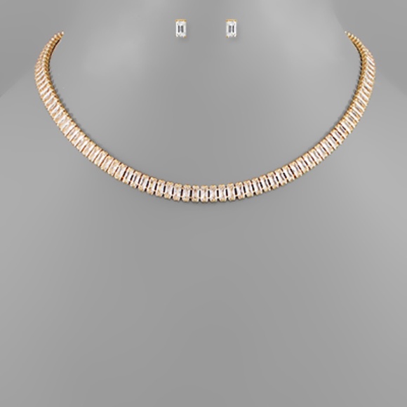 Paved CZ Baguette Cut Necklace